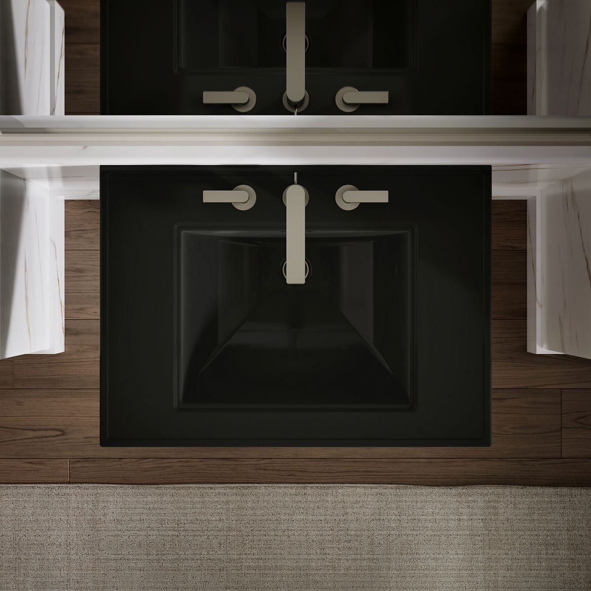 Memoirs Stately Pedestal Bathroom Sink, Black, 8" Centers, 34.75" H x 22.19" W x 30.69" L