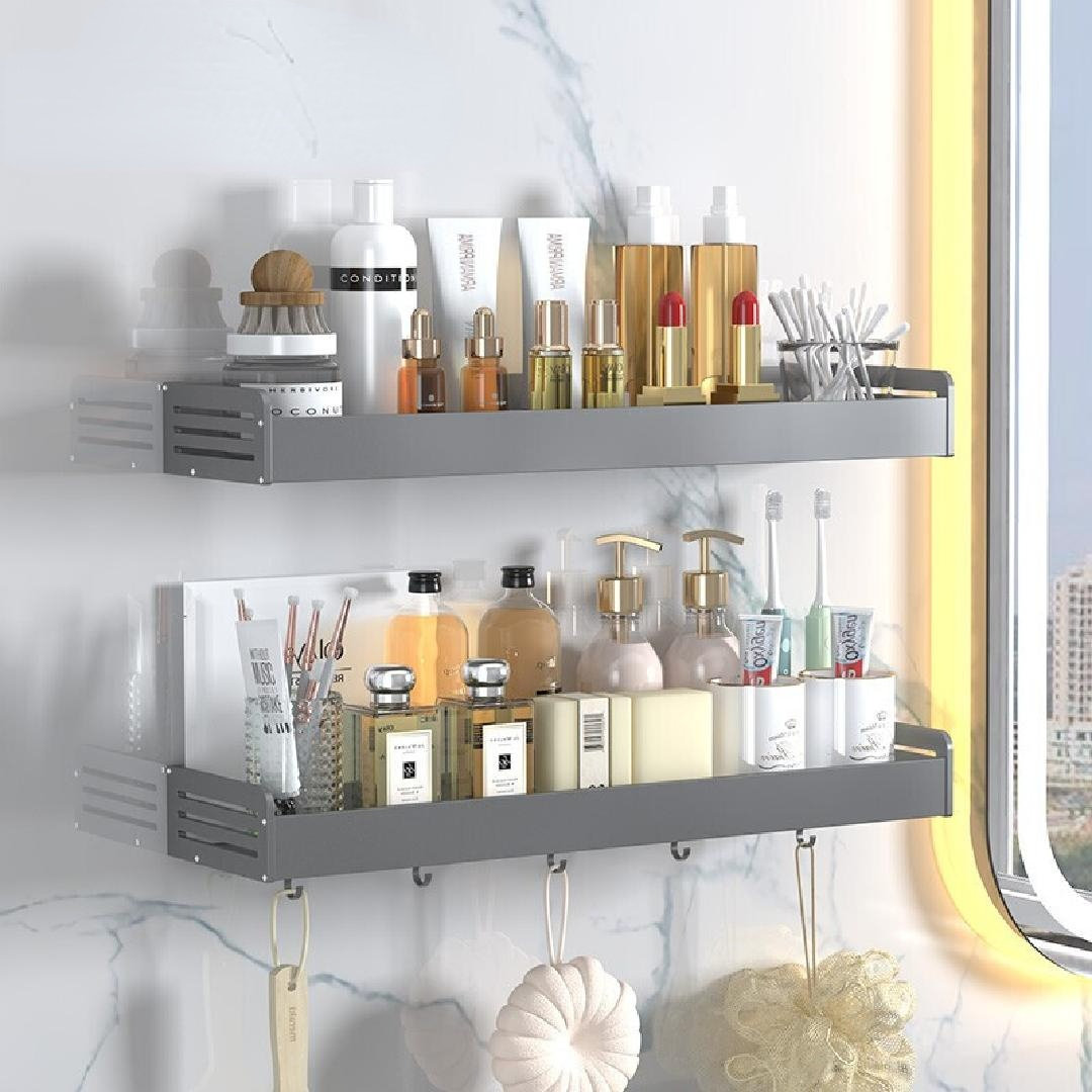 Rebrilliant Matthildi Shower Caddy Shower Shelves Self-Adhesive with 4  Hooks