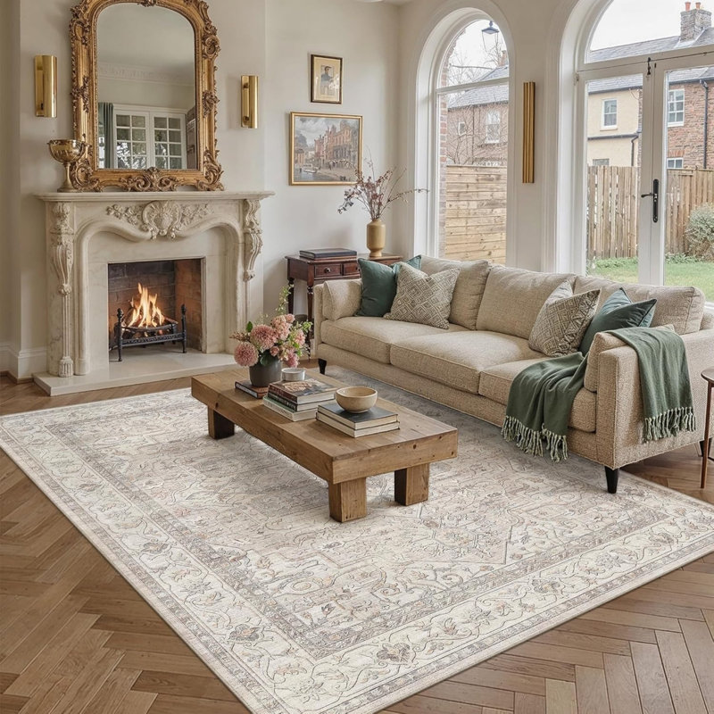 Rectangle 200 cm x 300 cm Vintage Look Area Rug
