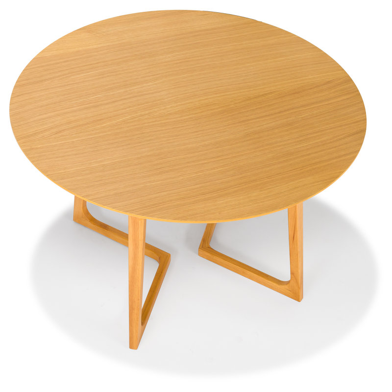 Ashla Round with Solid Wood Base Dining Table, Natural