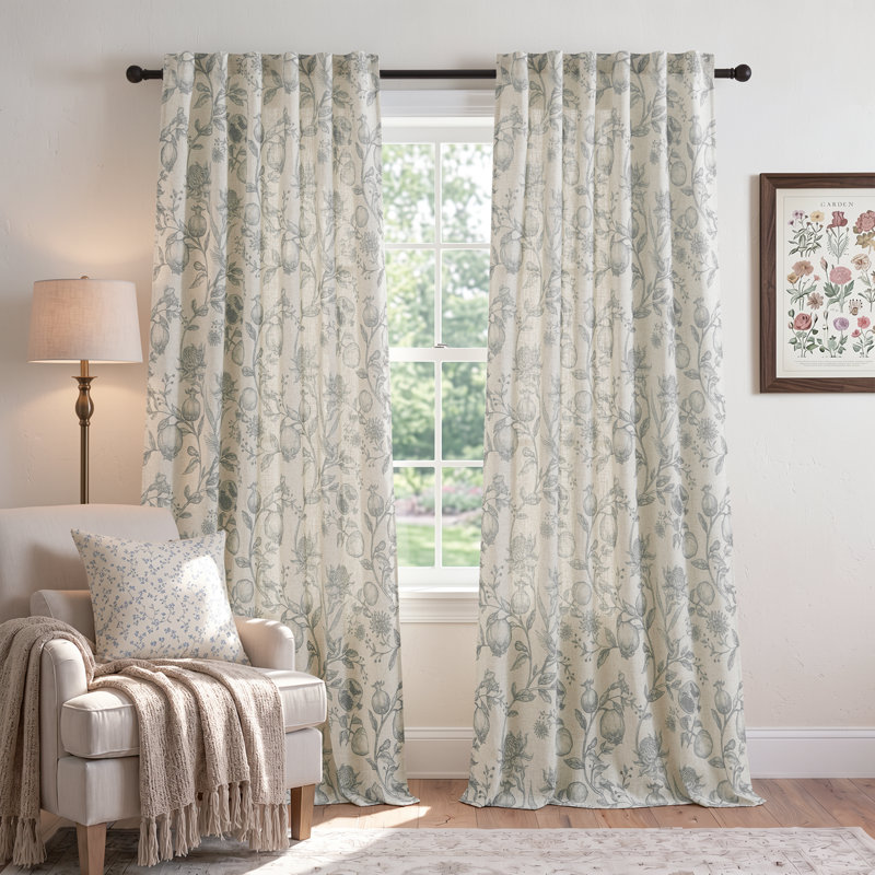 Paire de rideaux obscurcissant en lin Nathnael, L 50 po x L 96 po, Gris