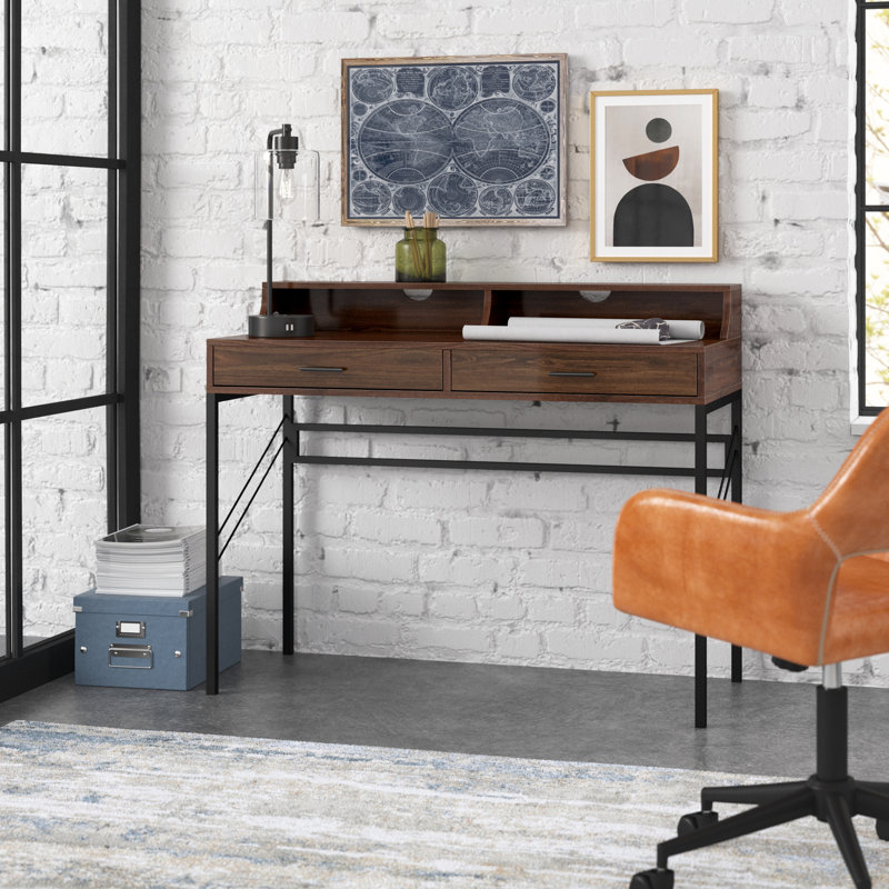 Bureau avec rehausse Lamarr, Noyer foncé