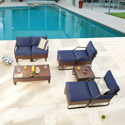 Ensemble de conversation modulaire d'extérieur 8 pièces avec coussins Heiman