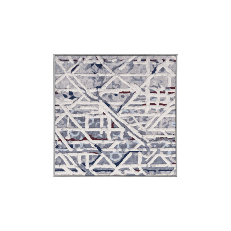 Tapis gris lavable à la machine, Carré 7 pi