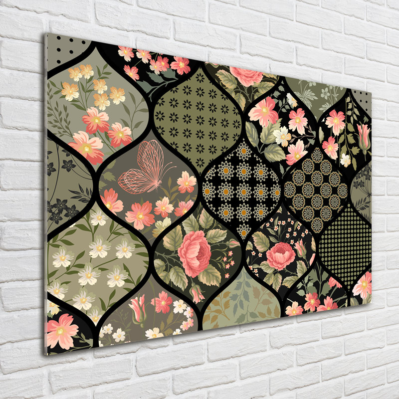 Floral Pattern - Unframed Art Prints on Glass