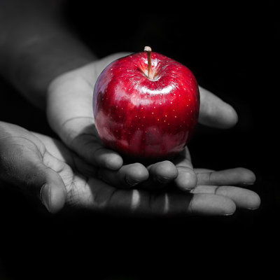 " Holding A Red Apple. "