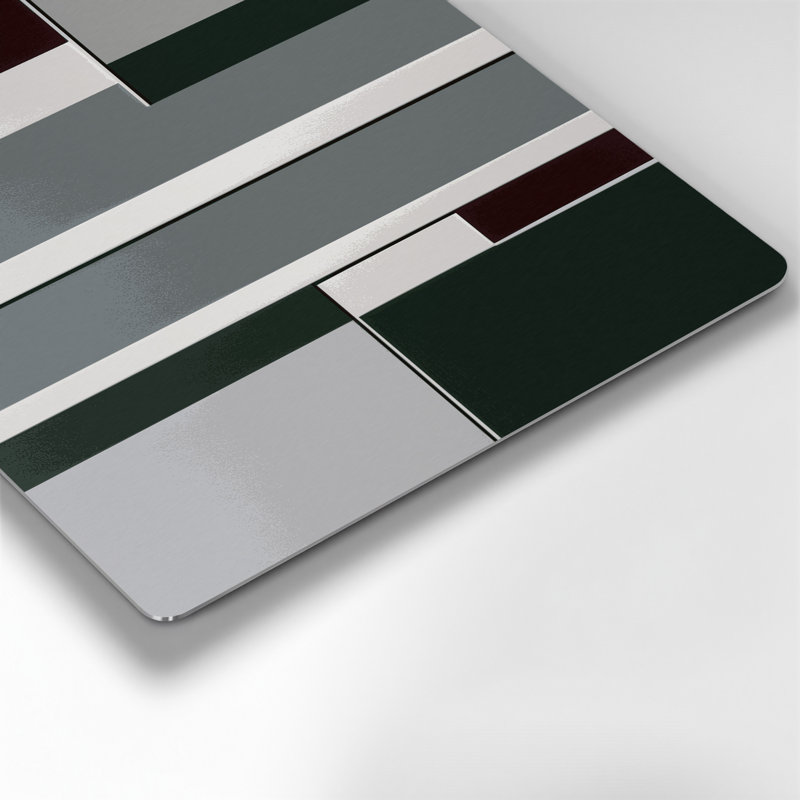 Art mural Hard Edge 96 en métal gris, H 16 po x l 16 po