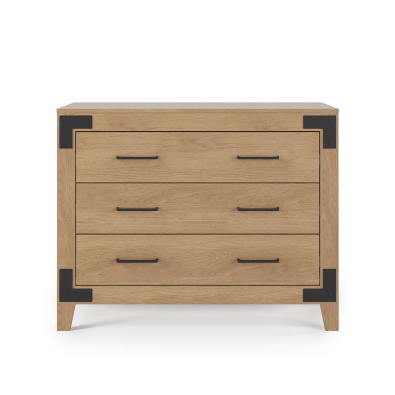 Commode 3 tiroirs Lucas, Brun muscade