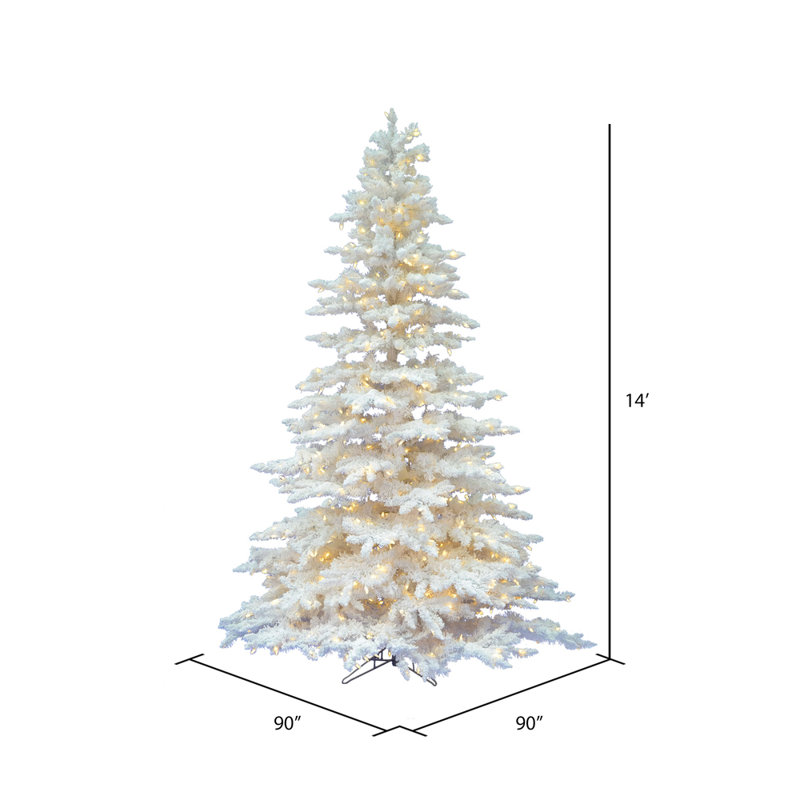 Lighted Artificial Spruce Christmas Tree, Clear/White, 10' H