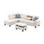 En forme de L avec rangement jumelé en beige, ensemble de 4 sièges pour des rassemblements décontractés, deux coussins décoratifs, accoudoirs arrondis, touffetage subtil, garniture cloutée, structure en bois massif et d'ingénierie, beige rembourré de mousse 3,-1785048409