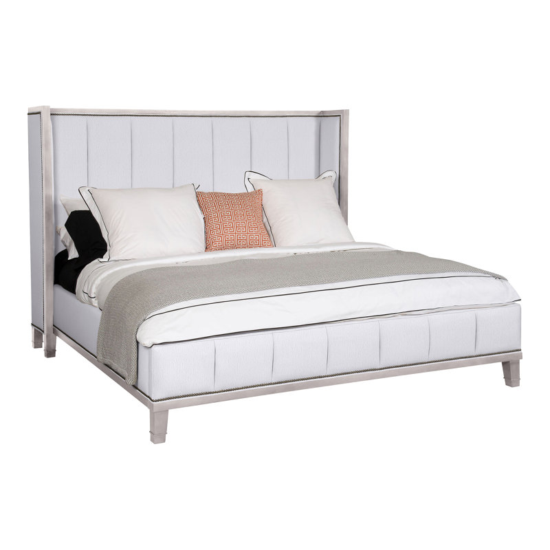 Mattingly Upholstered Wingback Bed, Dove Gray, Navada Snow, Yes