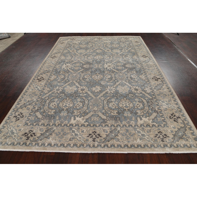 Tapis ivoire / bleu clair en laine Ziegler