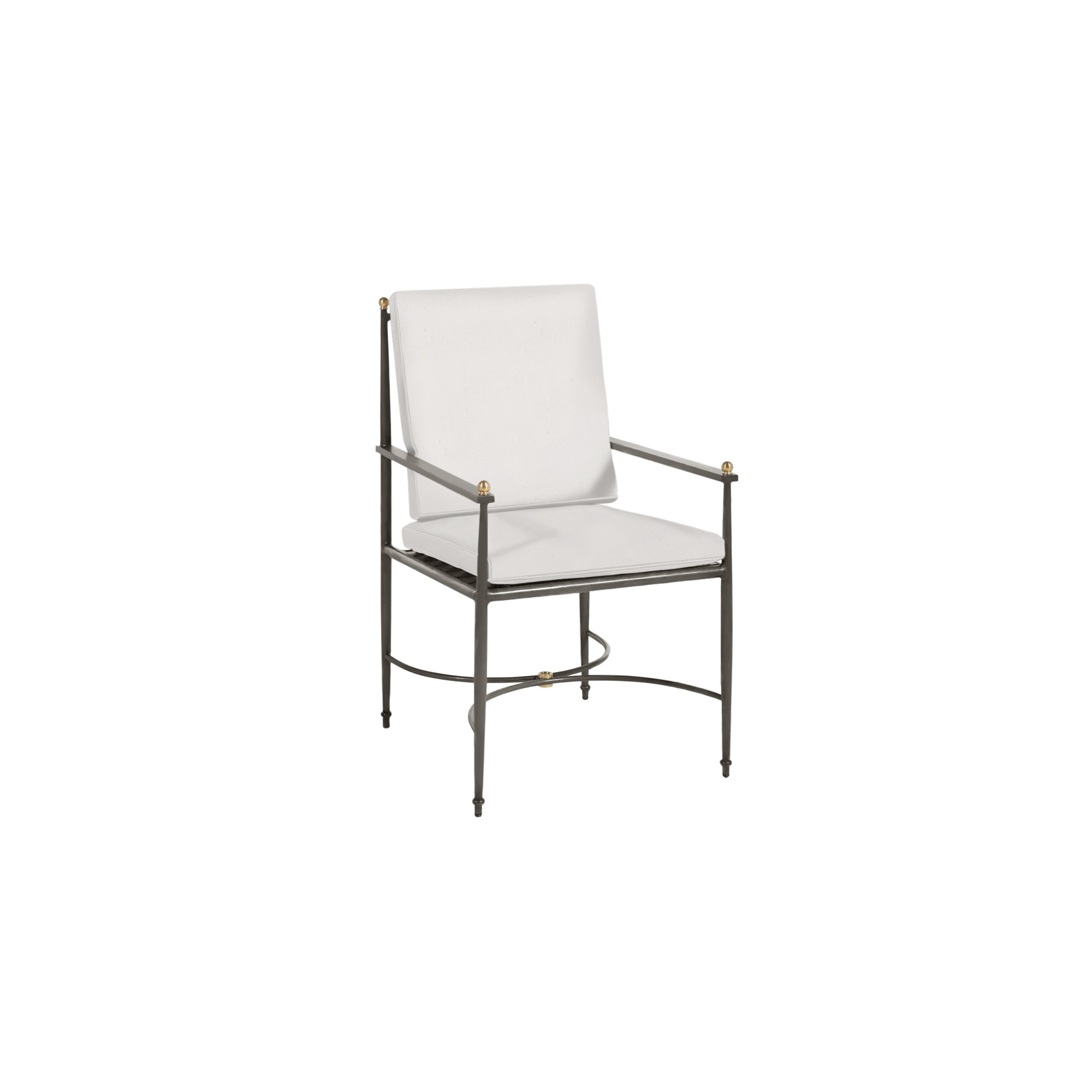 Roma Wrought Aluminum Outdoor Arm Chair, No Welt, Natural White