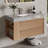36'' Single Bathroom Vanity with Gray Stone Top, Wall Mounted Vainty with Two Drawers and Open Shelf, Multi-layer solid Wood cabinet