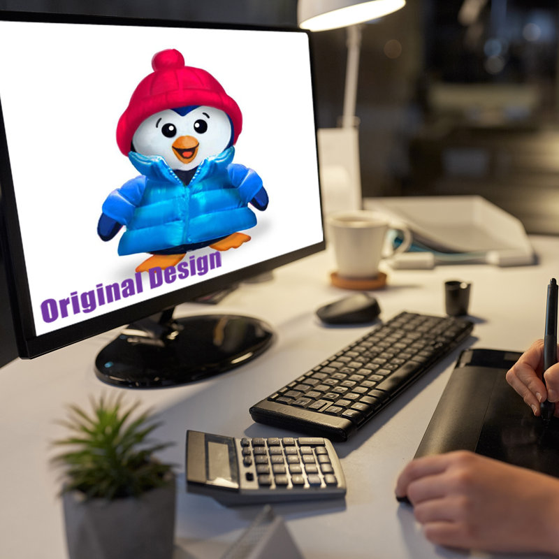 Christmas Inflatables 6 FT Tall Christmas Penguin Inflatables Wearing Clothes with Built-in LED Light