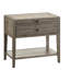 Gris, 1 table de chevet, système de conception de tiroir français, glissières latérales en métal, poignées noires, plateau coulissant, tablette ouverte, style côtier rustique décontracté, aucune conception d'assemblage requise, nécessaire