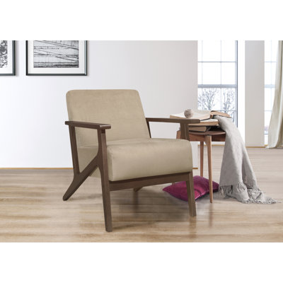 Chaise d'appoint transitionnelle brune, rembourrage en mousse, structure moderne en bois massif, base