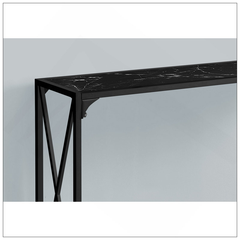 Accent Table, Console, Entryway, Narrow, Sofa, Living Room, Bedroom, Black Marble Look, Black Metal, Contemporary, Modern