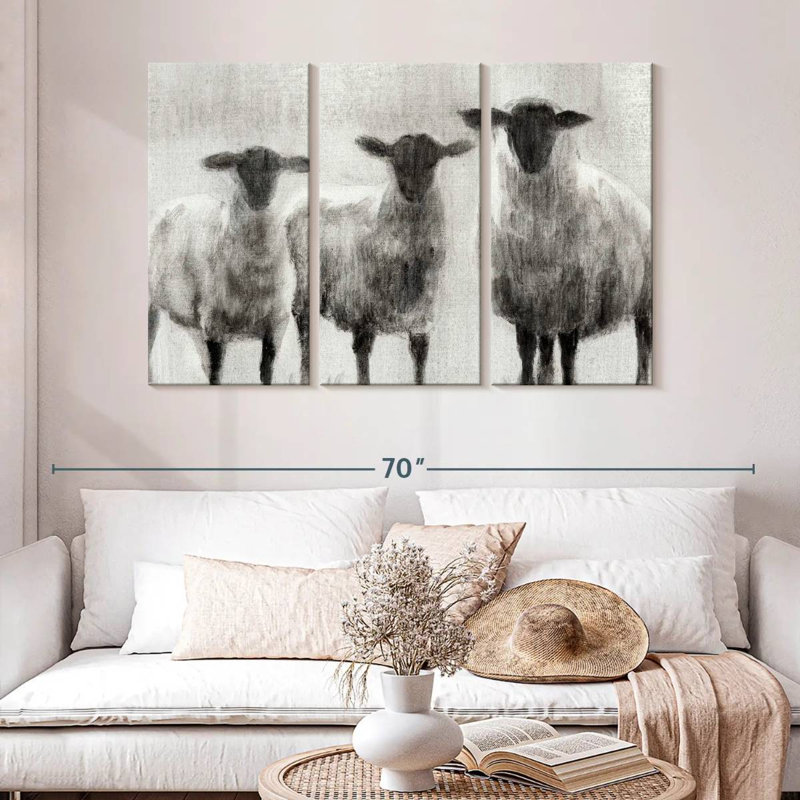 Brampt Rustic Sheep I, 32" H x 50" W