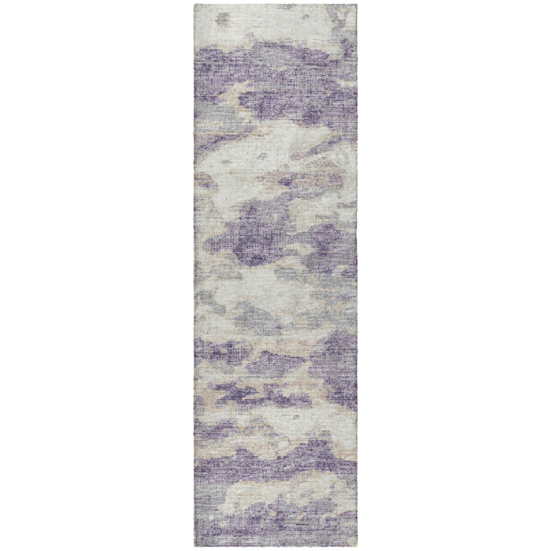 Premium Machine Washable Dream Shag ADS71 Soft Abstract Rug, 2'3" x 7'6" Runner, Purple