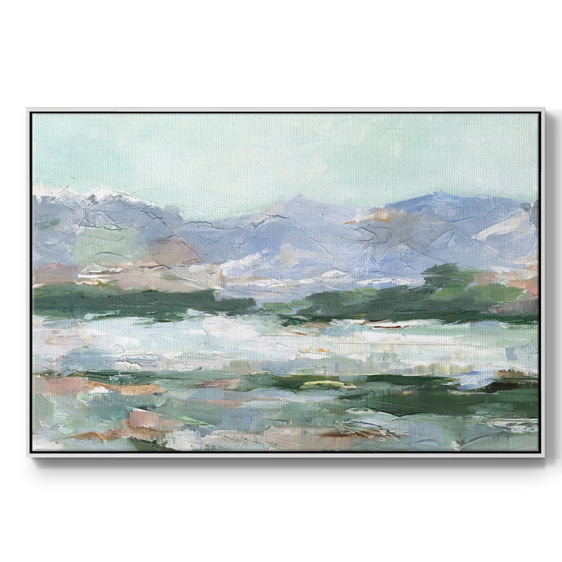 «Pastel Mountain View II», peinture sur toile encadrée, H 27 po x l 41 po x P 2 po, Cadre blanc