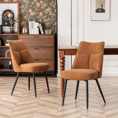 Modern Chenille Upholstered Dining Chairs Armless Side Chairs with Metal Frame For Kitchen Dining Room