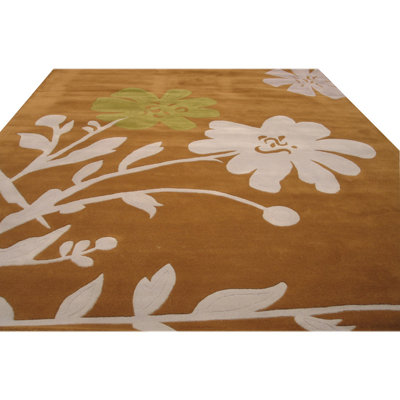 Tapis brun délicat en laine touffeté à la main 7 pi 9 po x 9 pi 9 po