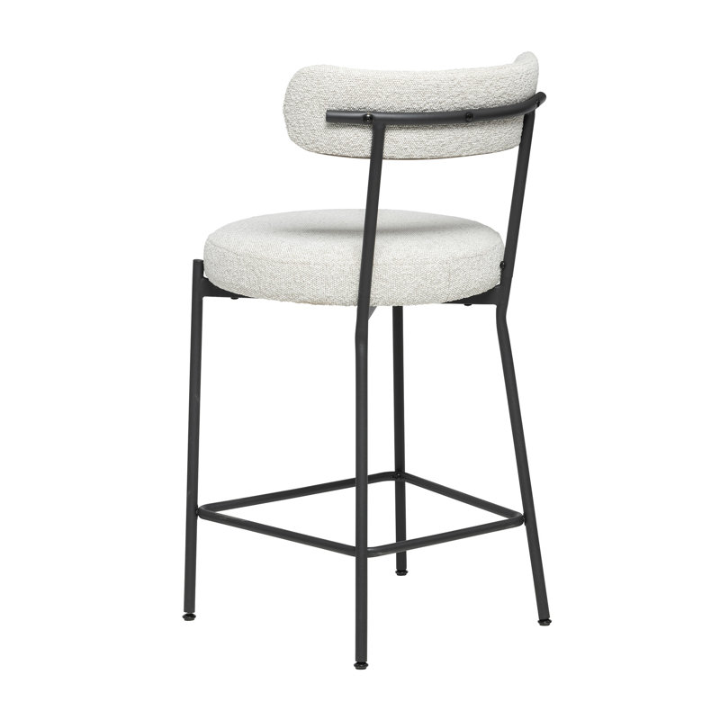 Tabouret de comptoir de 26 po avec structure en métal Carreras Carwile, Blanc
