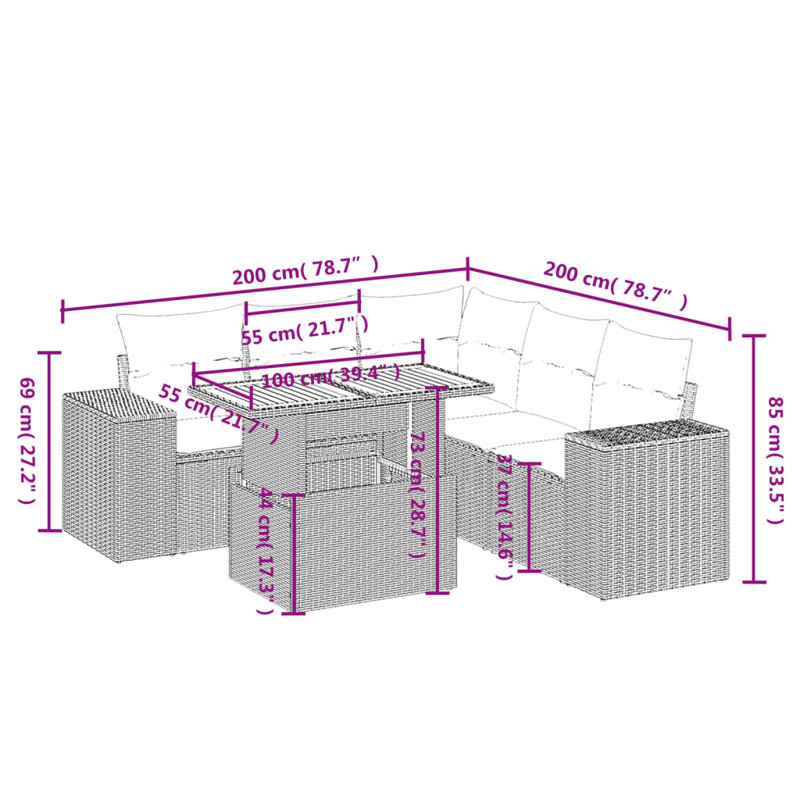 Vidaxl Garden Sofa Set Grey