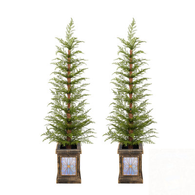 2-Piece Artificial Hinged Christmas Tree With Pots