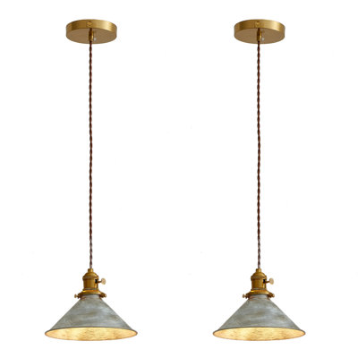 Ensemble de 2 luminaires suspendus rustiques avec abat-jour en métal argenté Oyisen