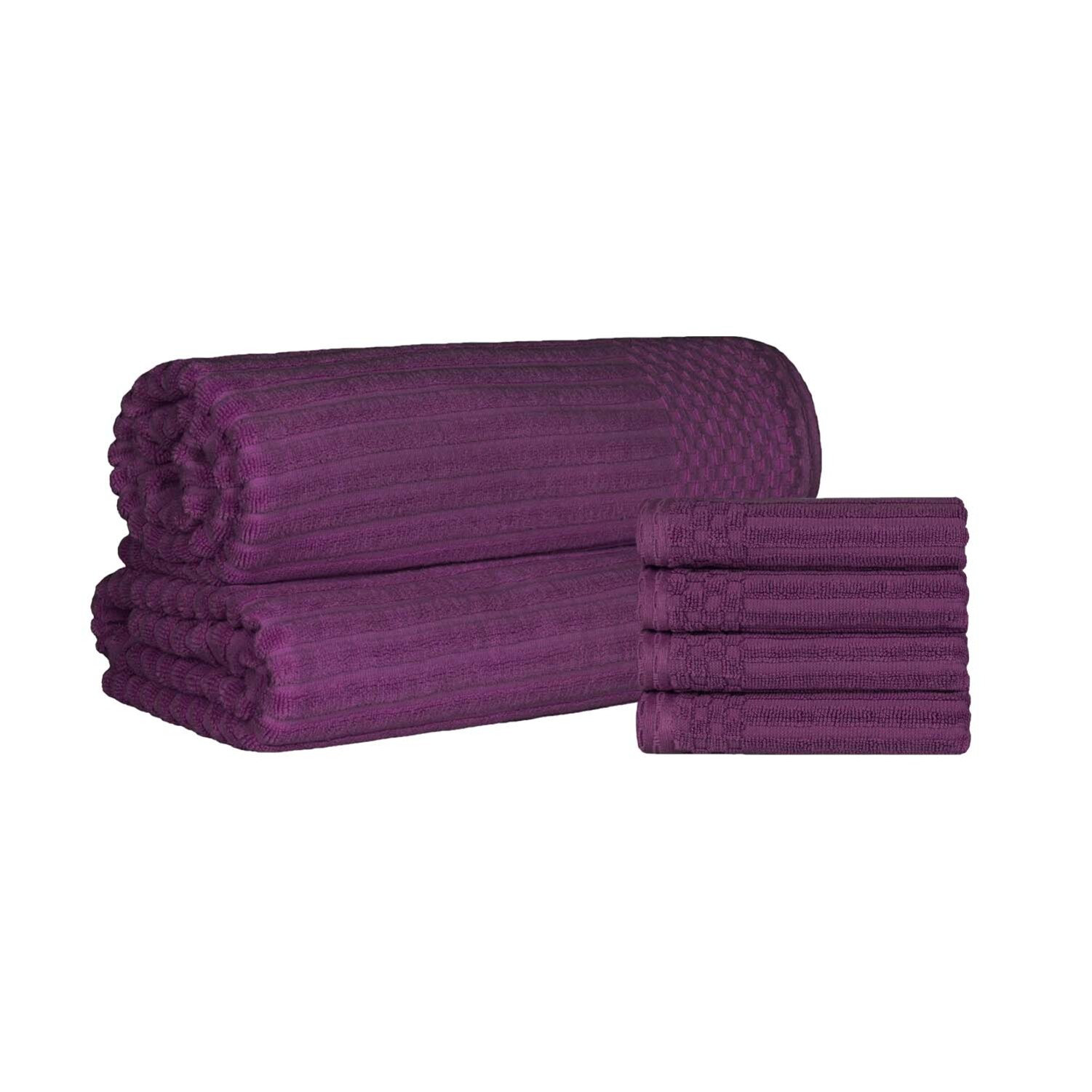 Keshayla 6-Piece Ribbed Cotton Towel Set, Purple