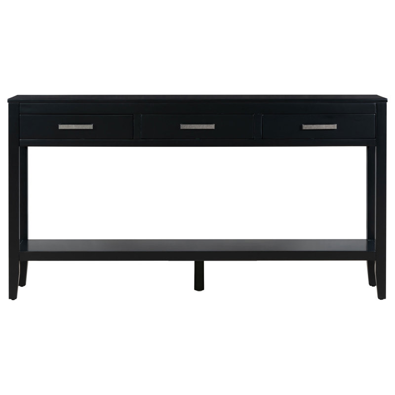 Console avec tablette inférieure et 3 tiroirs, Noir