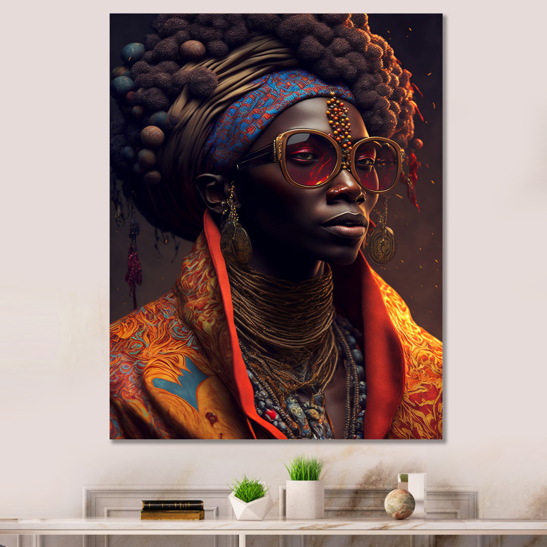 African American Woman Funky Sunglasses Traditiona " African American Woman Funky Sunglasses Traditional Clothes III " Dakota Fields