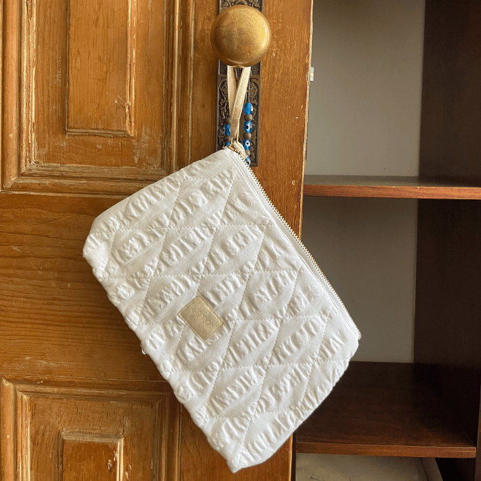 Baek And Bolge Nola Makeup Bag 9.1", Gray/Birch