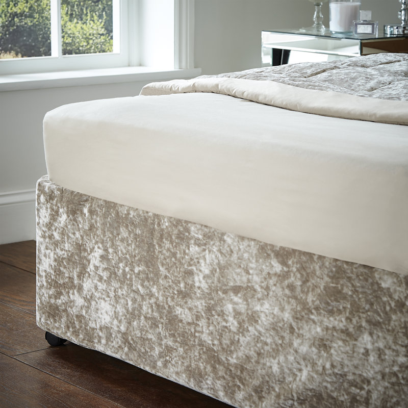 Crushed Velvet Elasticated Divan Base Wrap, Natural, 137cm H x 198cm W