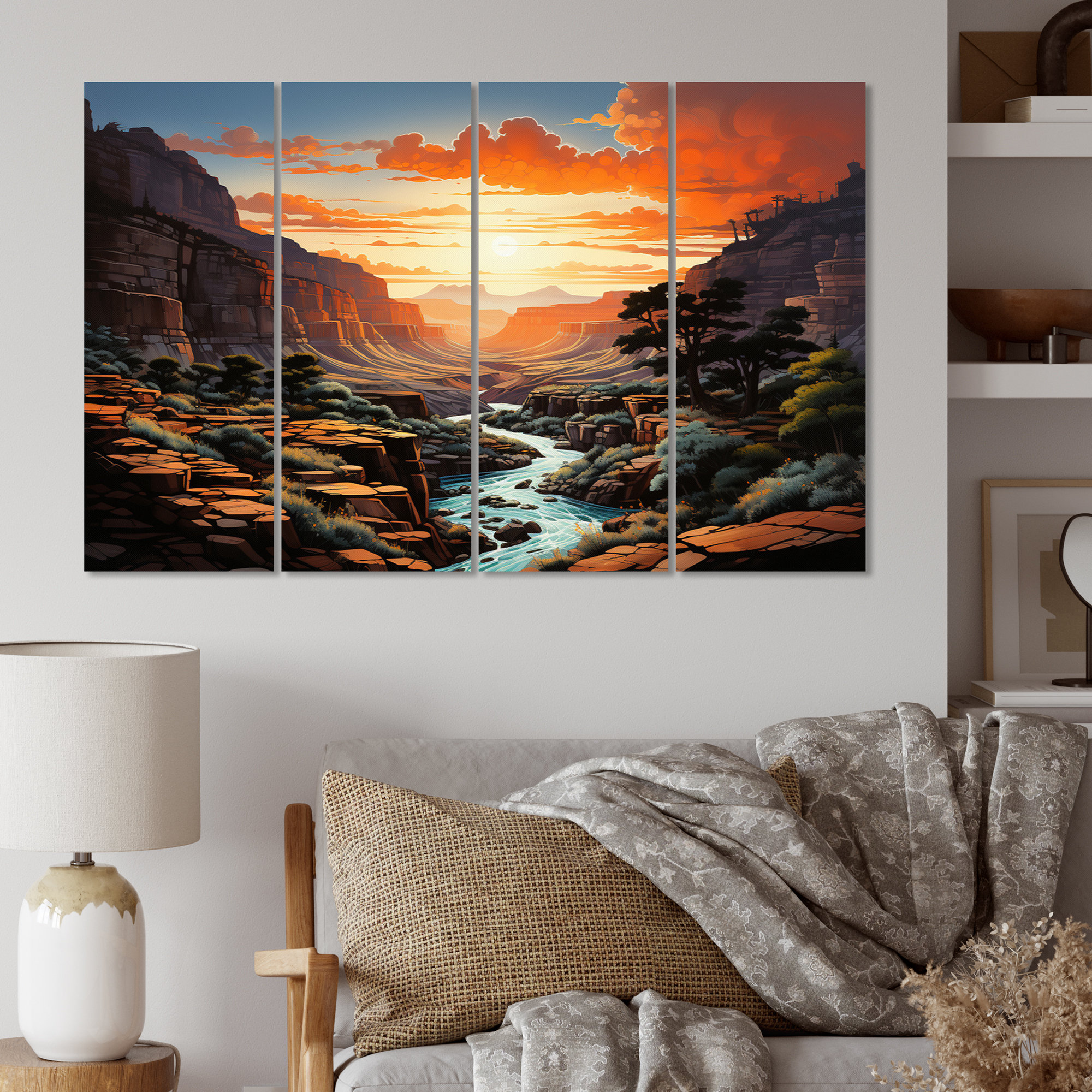 DesignArt Canyon Vertical Vistas Pointillism Landscapes Metal Wall