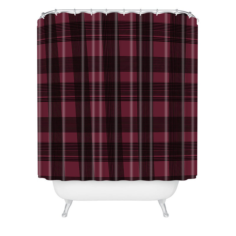Plaid Shower Curtain, 72" H x 69" W, Red