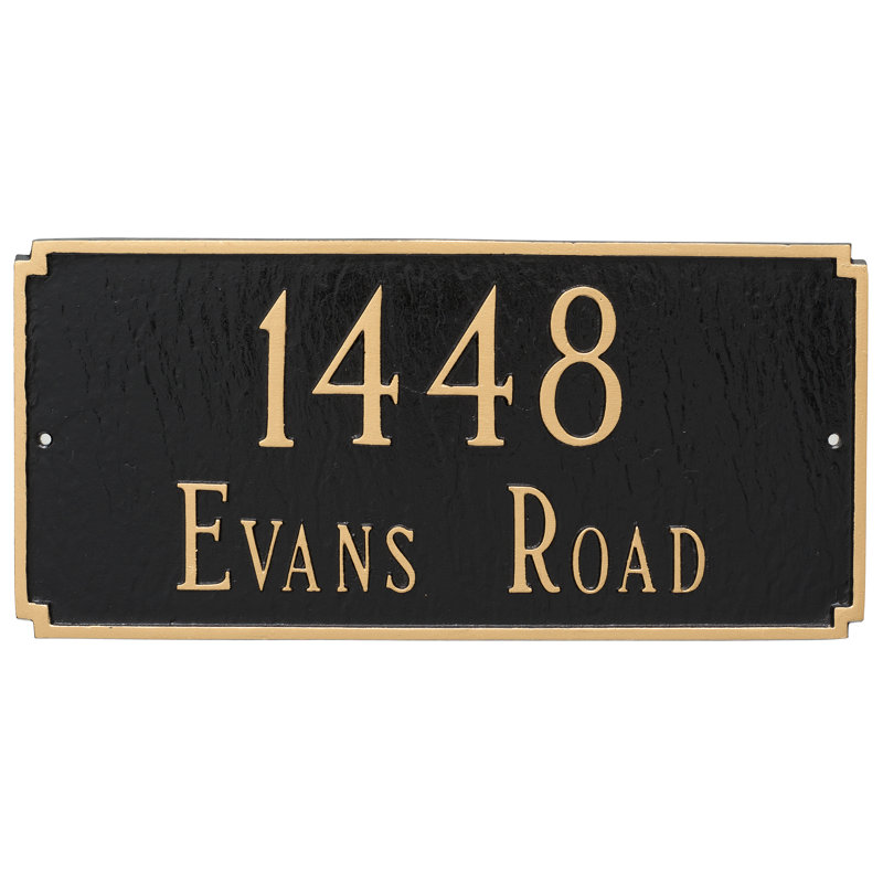 Standard Madison Two Line Address Plaque Sign, Yes, Black/Gold