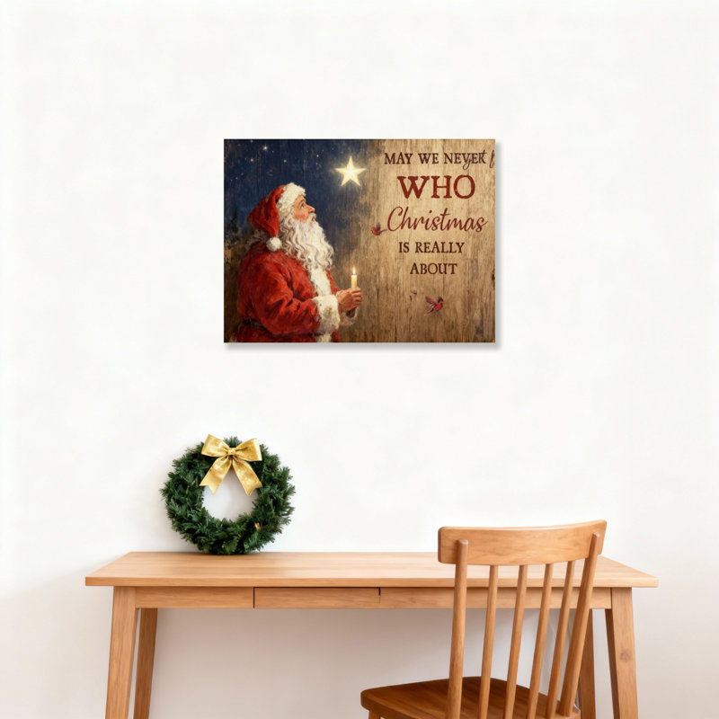 Père Noël, art mural sur toile, H 12 po x l 18 po