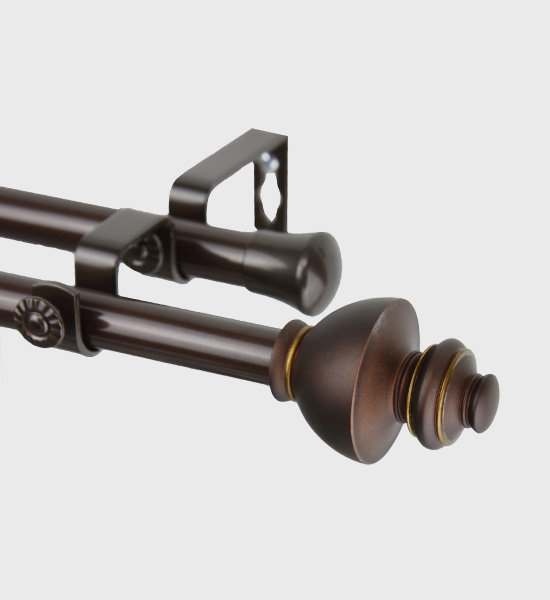 Andreasen Steel Adjustable Bay Window Double Curtain Rod Darby Home Co