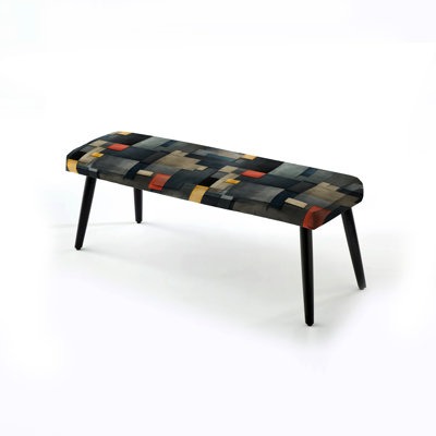 Motif de mur gris rayé cubique - banc rembourré noir rayé