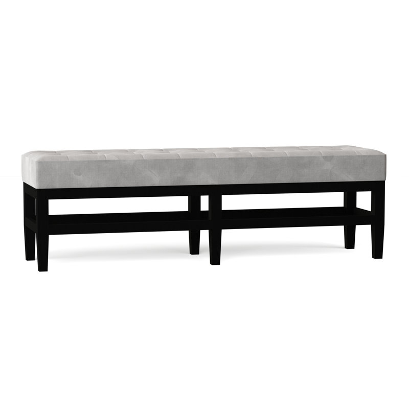 Banc rembourré Galindo-White, Bella en velours performance blanc, Noir