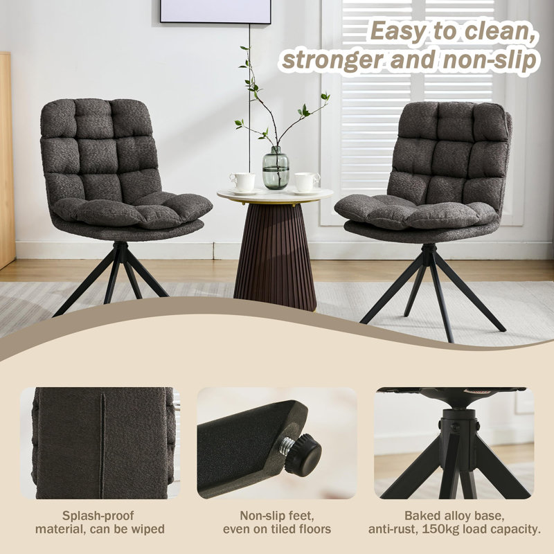 Gennadiy 55cm H Polyesterfaser Upholstered Metal Side Chair, in Grey