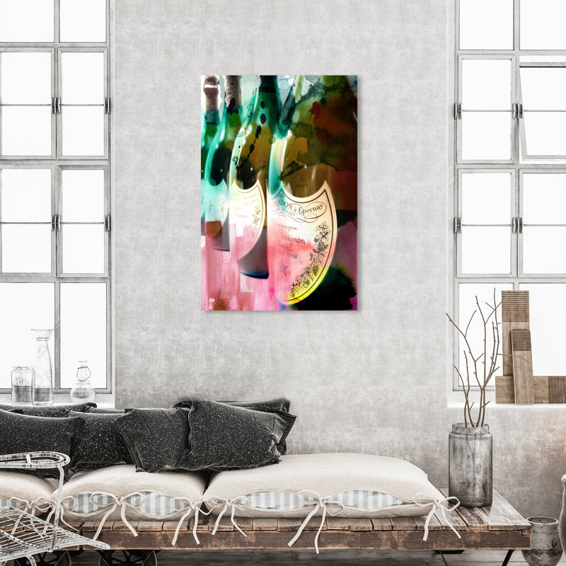 Champagne Feast - peinture sur toile tendue, H 45 po x l 30 po