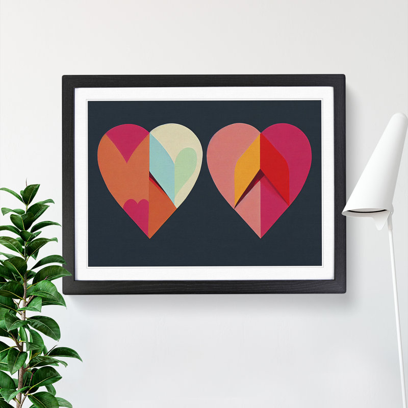 Abstract Art Love Heart Vol.2 - Single Picture Frame Painting, Black, 46cm H x 64cm W x 2cm D