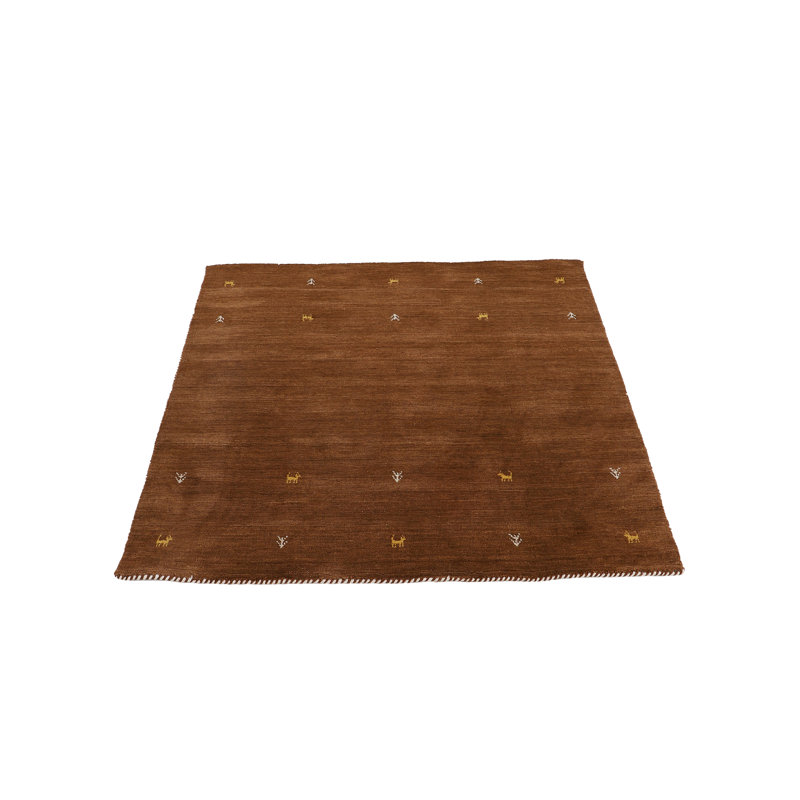Handwoven Wool Gabbeh Uni Brown Rug, Square 250cm