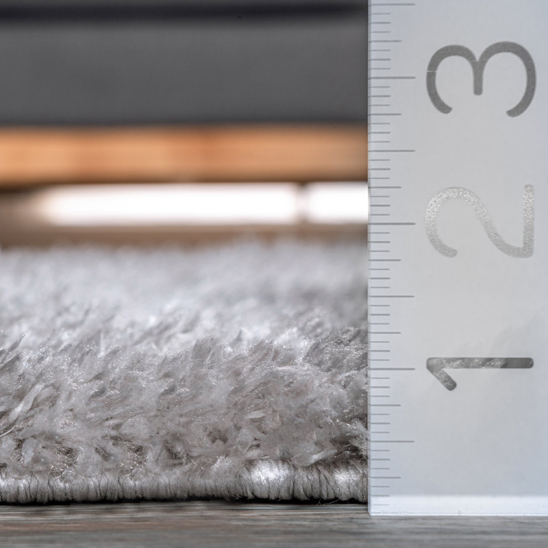 Tapis à poil long gris clair performance de style contemporain Andreanna, Rectangle de 10 pi x 14 pi