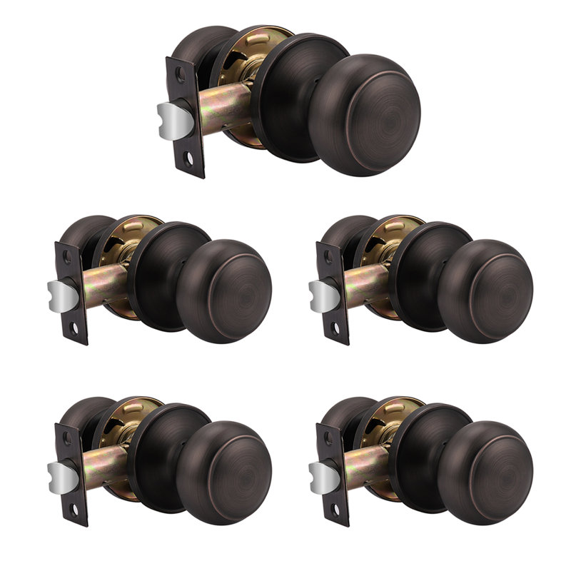 Door Knobs with Round Rosette, Keyless Lock, Oil Rubbed Bronze, Passage (Hall & Closet)