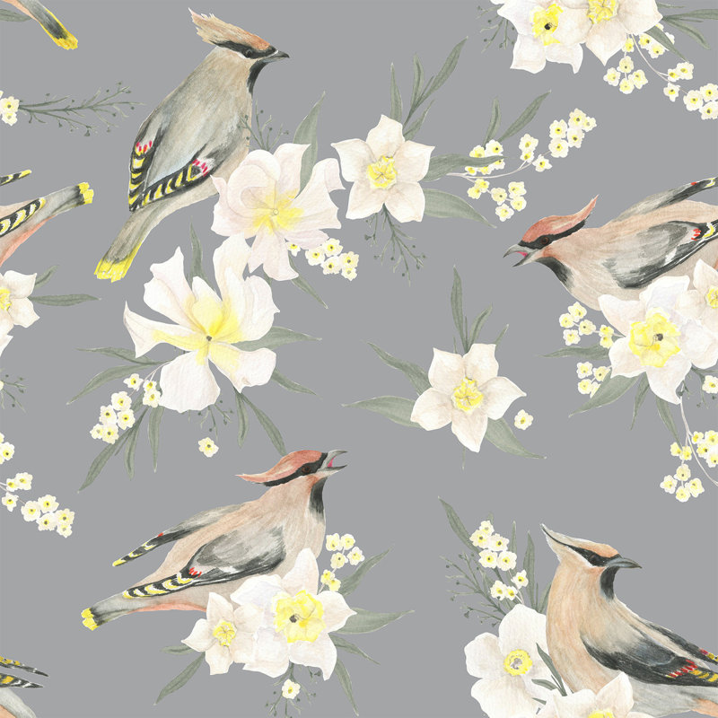 Peel & Stick Floral Tile, 2.08' W x 10.42' L